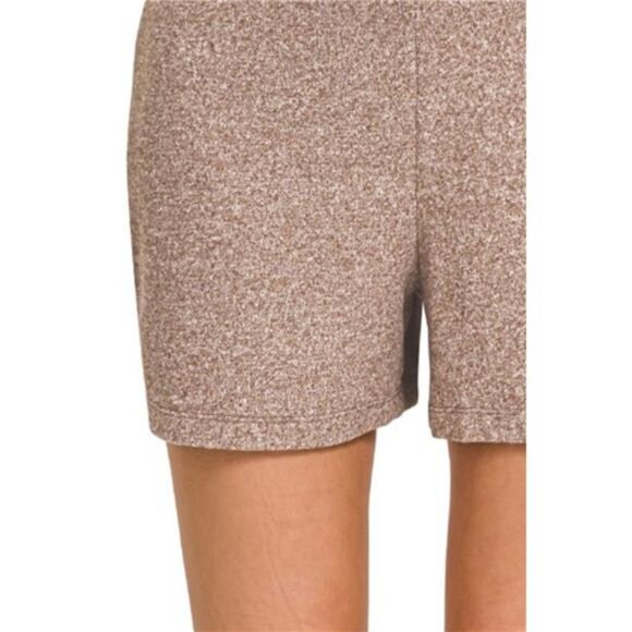 Zenana‎ Soft Melange Hacci Elastic Waisted Shorts - Picture 3 of 3